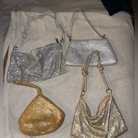 Sparkle purses 4 PACK! Rhinestone Glitter Bejeweled Glam handbags 4 for one - Picture 1 of 6